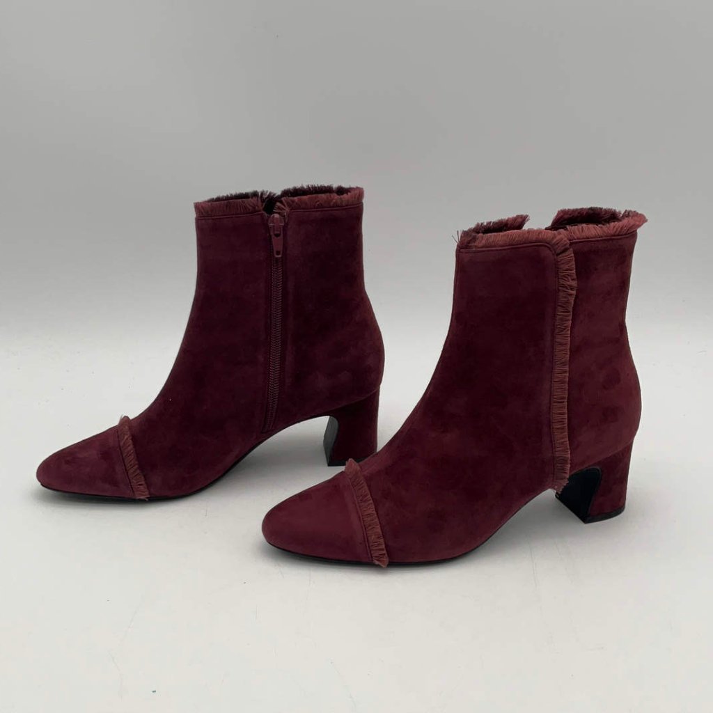 Vaneli Maroon Almond Toe Zip Cushioned Comfy Ankle Cap Toe Fridge Booties Shoes